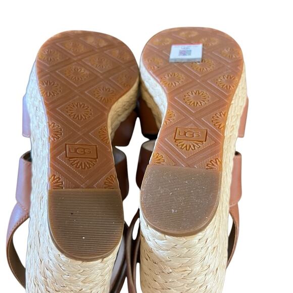 UGG Careena  Leather Ankle-Strap Espadrille Platform Wedge Sandals NEW Size 11 - Picture 8 of 9